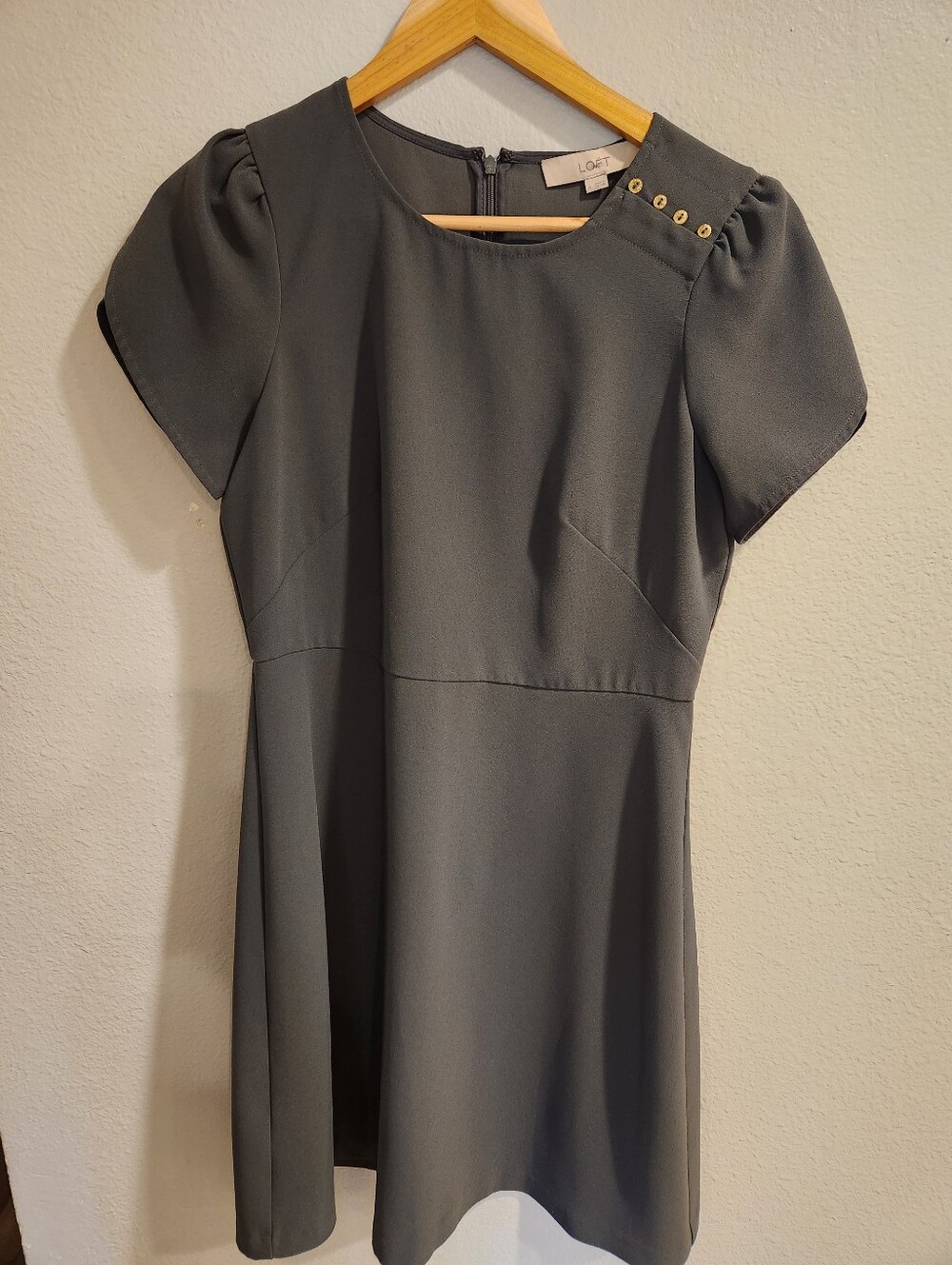 Loft Charcol Grey Tulip Short-Sleeve A-Line Dress - Picture 3 of 6